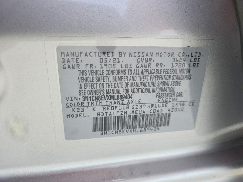 2021 NISSAN VERSA SV 12