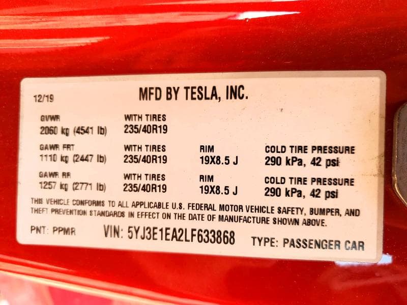 2020 TESLA MODEL 3 13