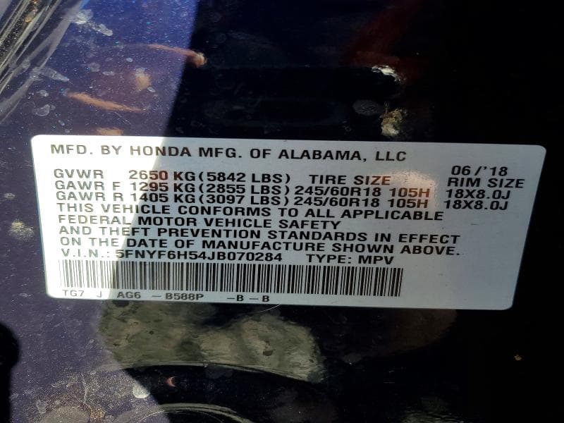 2018 HONDA PILOT EXL 14