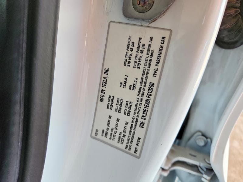 2020 TESLA MODEL 3 12