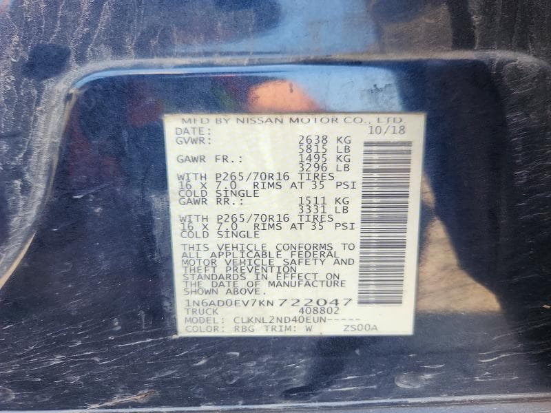 2019 NISSAN FRONTIER SV 12