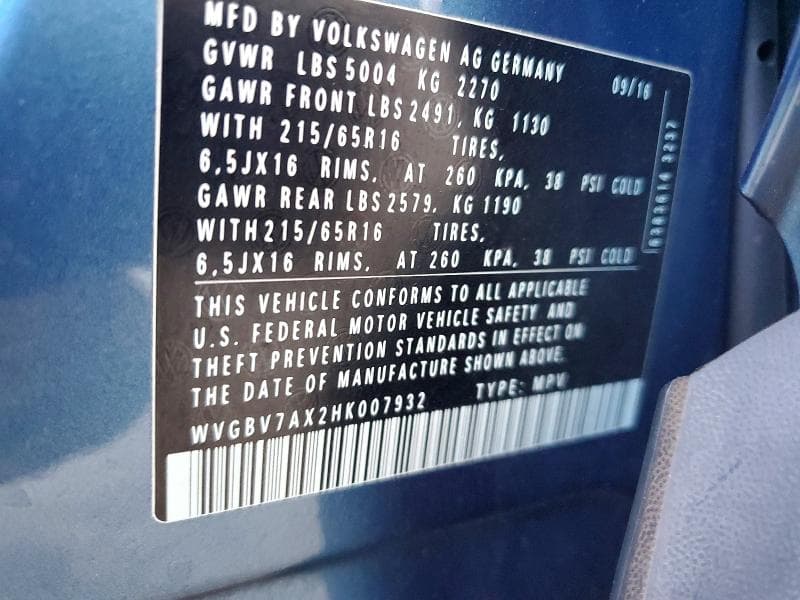 2017 VOLKSWAGEN TIGUAN S 13