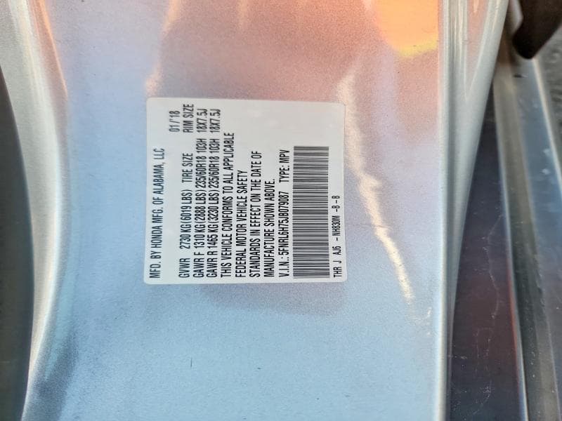 2018 HONDA ODYSSEY EXL 13