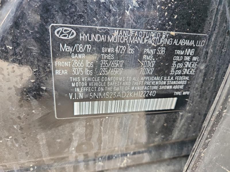 2019 HYUNDAI SANTA FE SE 13