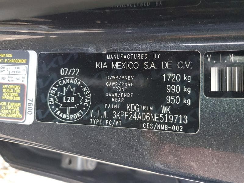 2022 KIA FORTE FE 12