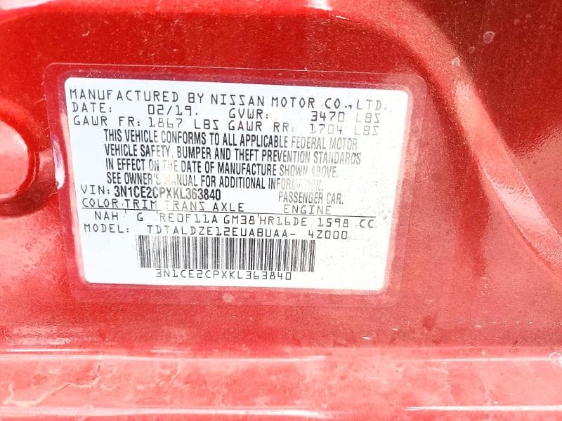 2019 NISSAN VERSA NOTE SV 14