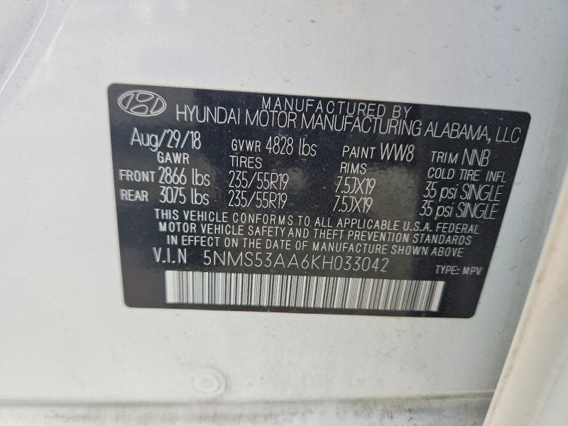 2019 HYUNDAI SANTA FE ULTIMATE 2.0T 13