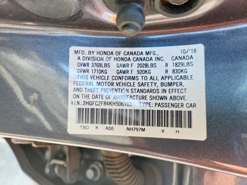 2019 HONDA CIVIC SPORT 12
