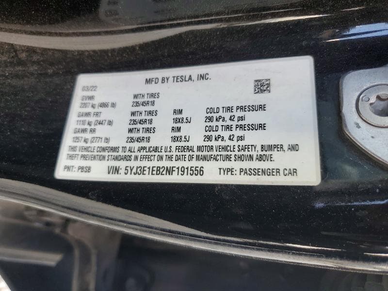 2022 TESLA MODEL 3 12