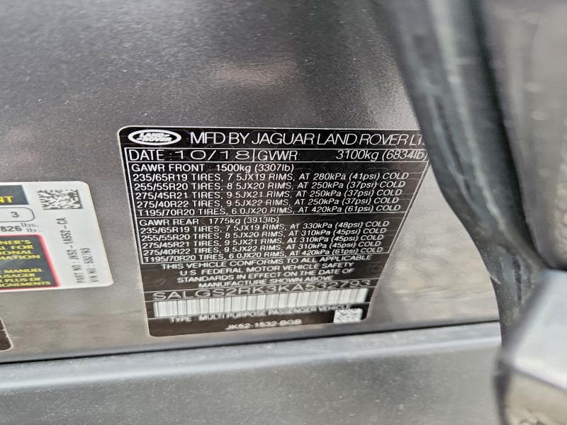 2019 LAND ROVER RANGE ROVER HSE 13