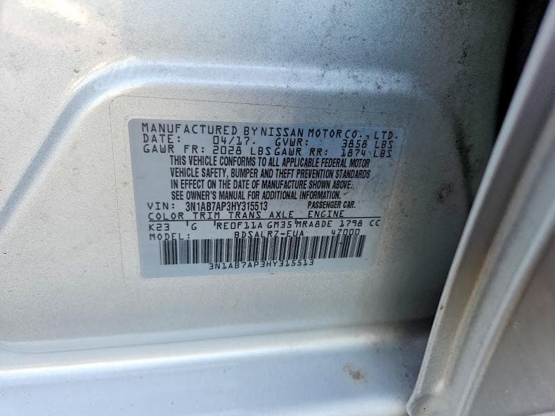 2017 NISSAN SENTRA SR 12