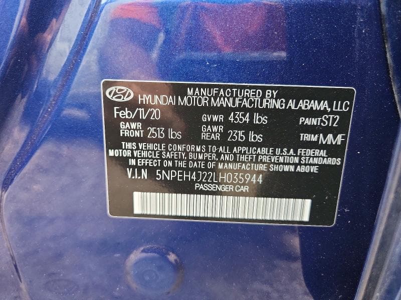 2020 HYUNDAI SONATA LIMITED 12