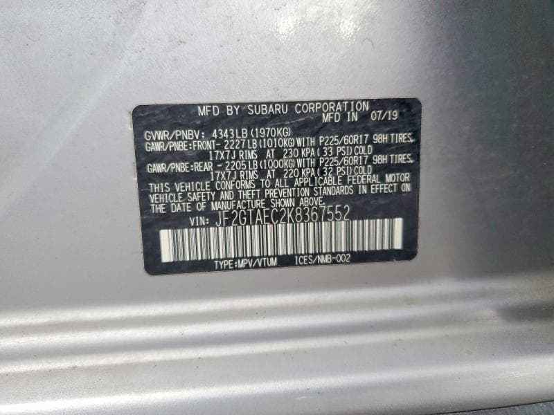 2019 SUBARU CROSSTREK PREMIUM 12