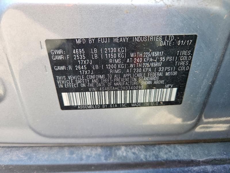 2017 SUBARU OUTBACK 2.5I PREMIUM 13