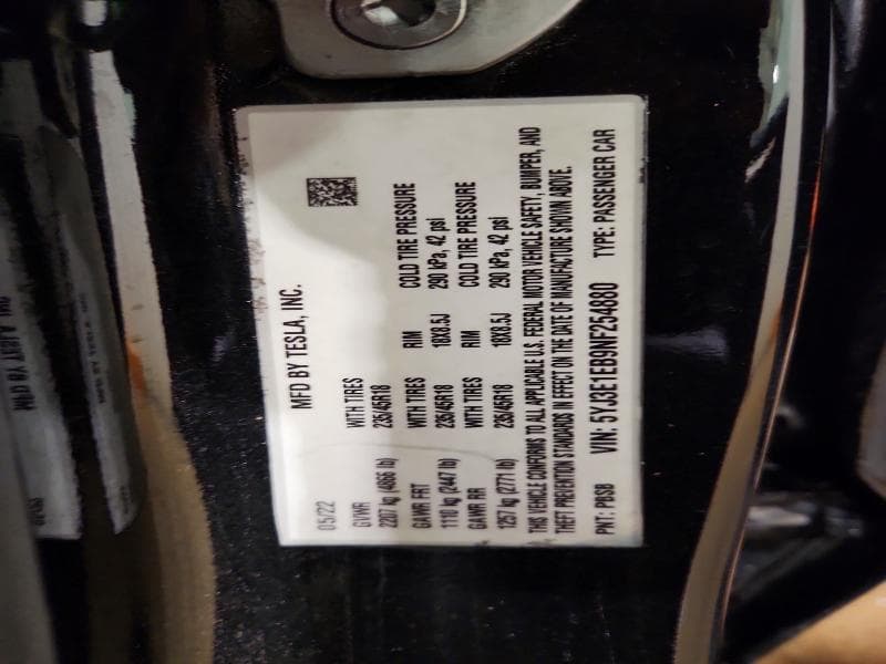 2022 TESLA MODEL 3 12