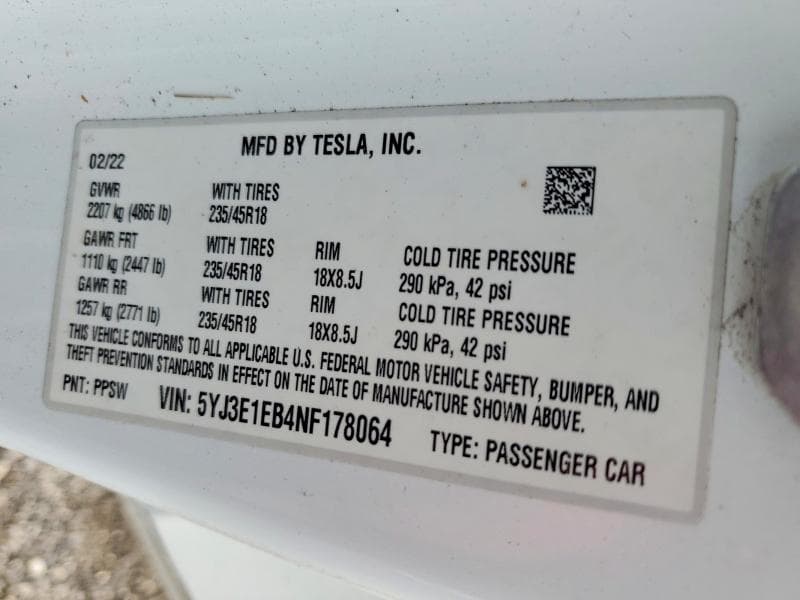 2022 TESLA MODEL 3 12