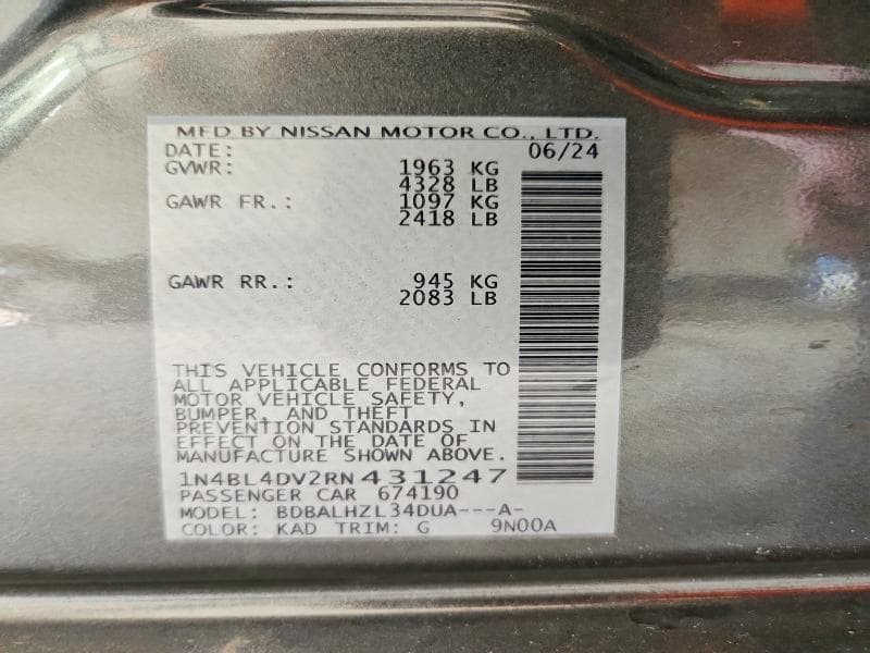 2024 NISSAN ALTIMA SV 13