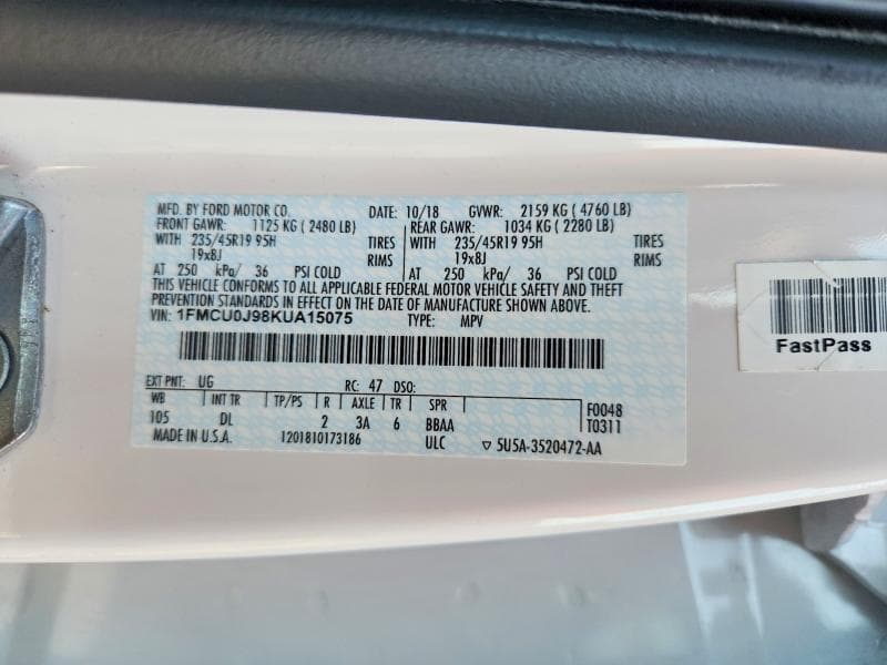 2019 FORD ESCAPE TITANIUM 14