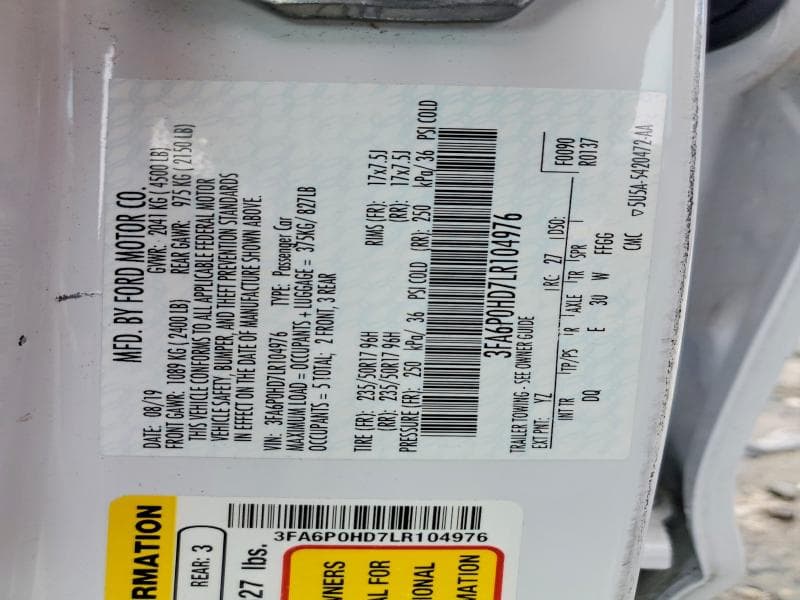 2020 FORD FUSION SE 12