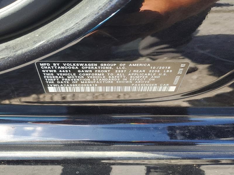 2019 VOLKSWAGEN PASSAT WOLFSBURG 12