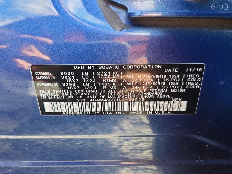 2019 SUBARU ASCENT PREMIUM 14