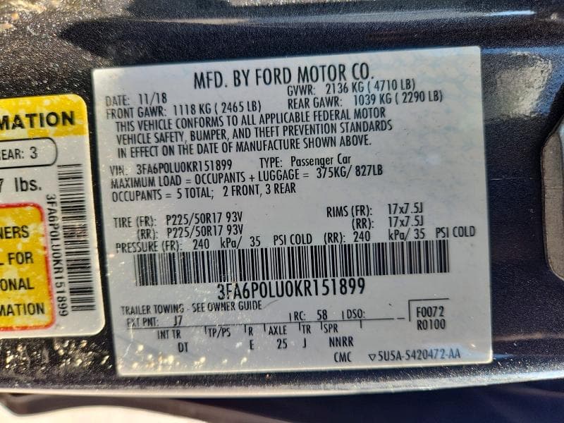 2019 FORD FUSION SE 12
