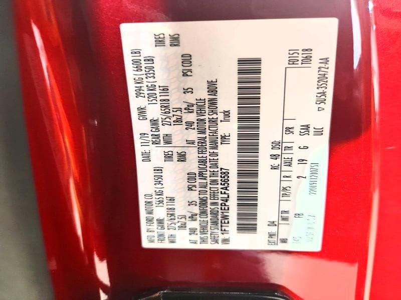2020 FORD F150 SUPERCREW 12