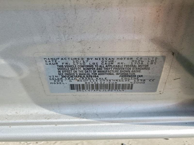 2018 NISSAN VERSA S PLUS 12