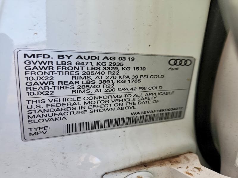 2019 AUDI Q8 PREMIUM PLUS S-LINE 13