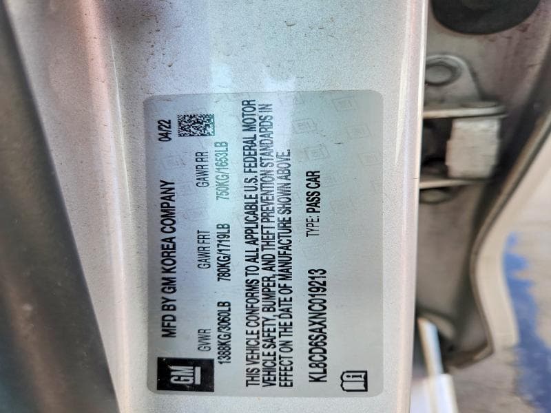 2022 CHEVROLET SPARK 1LT 12