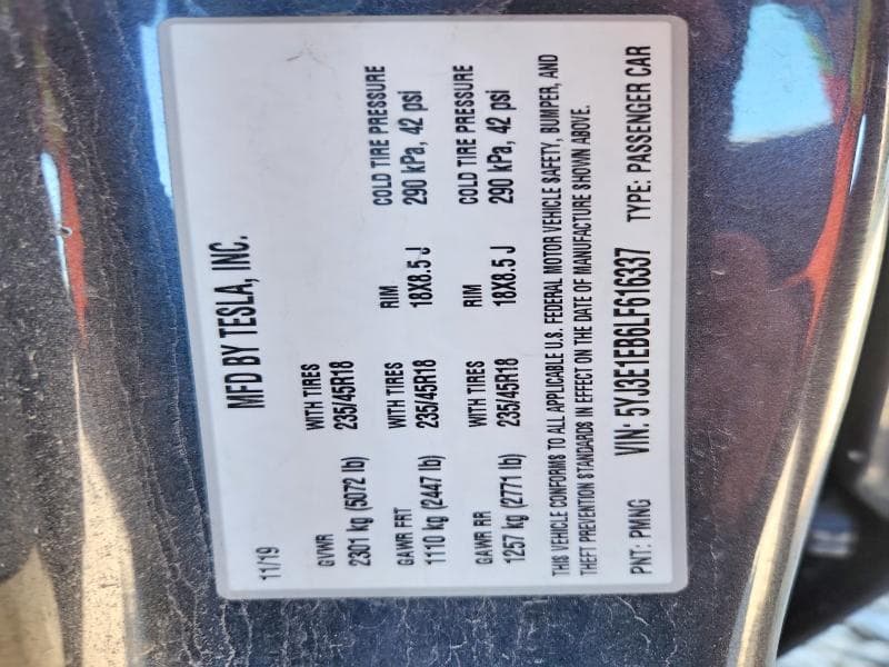 2020 TESLA MODEL 3 12