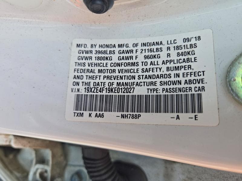 2019 HONDA INSIGHT LX 12