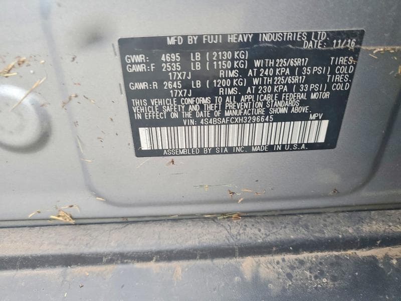 2017 SUBARU OUTBACK 2.5I PREMIUM 13