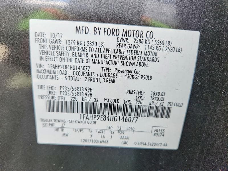 2017 FORD TAURUS SEL 13