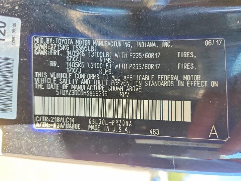 2017 TOYOTA SIENNA XLE 8-PASSENGER 13