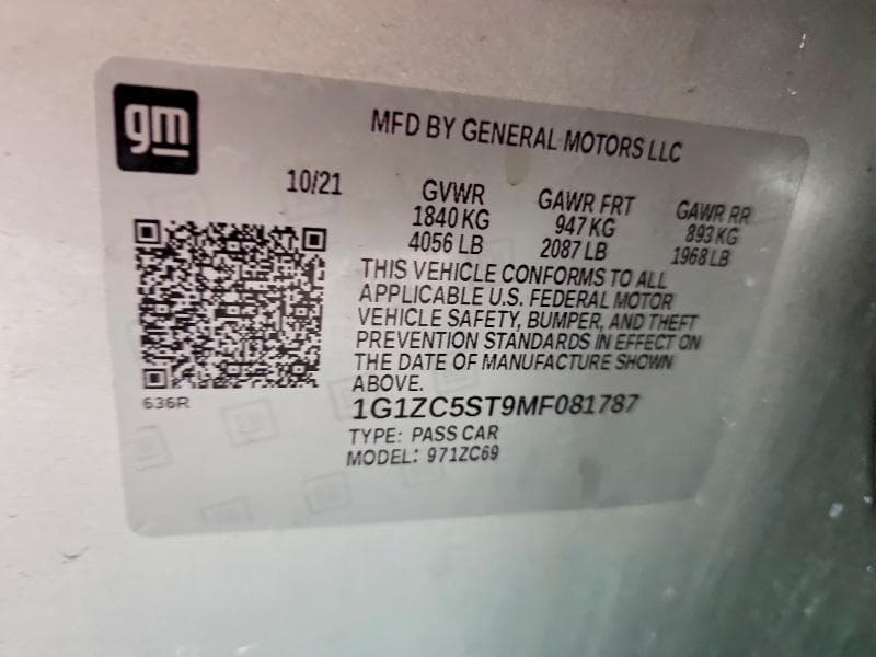 2021 CHEVROLET MALIBU LS 12