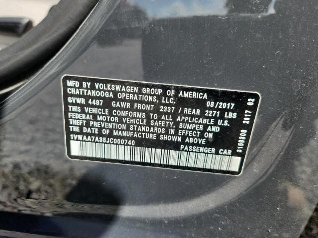 2018 VOLKSWAGEN PASSAT S 12