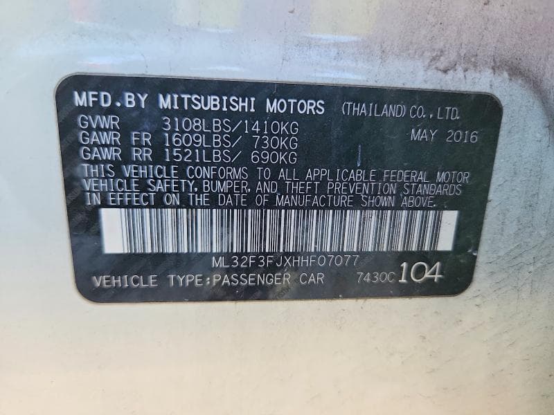 2017 MITSUBISHI MIRAGE G4 ES 12