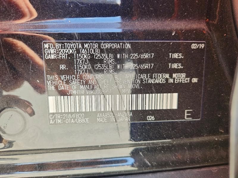 2019 TOYOTA RAV4 LE 12