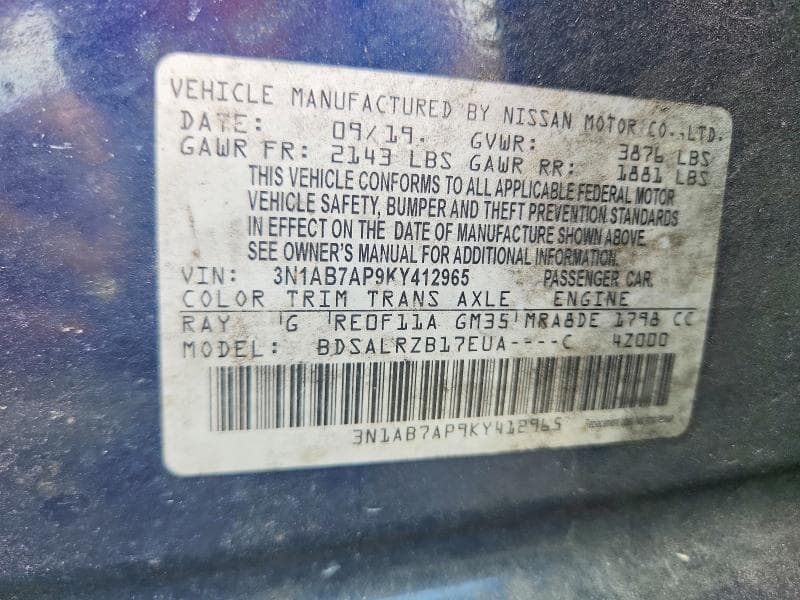 2019 NISSAN SENTRA SR 12