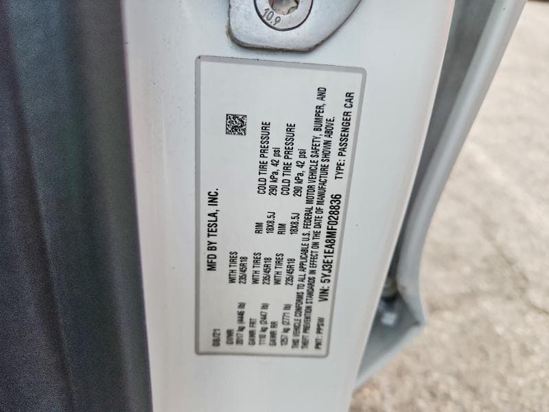 2021 TESLA MODEL 3 12