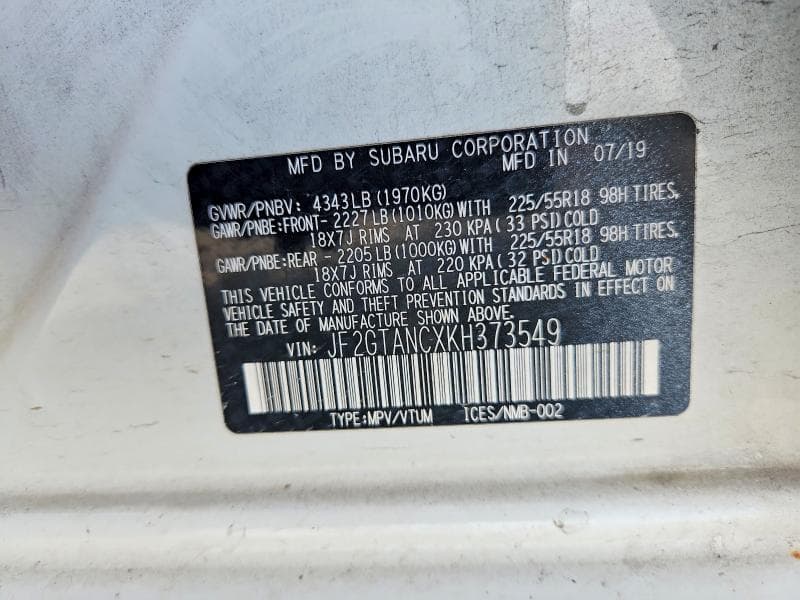 2019 SUBARU CROSSTREK LIMITED 13