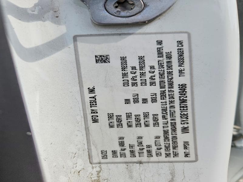 2022 TESLA MODEL 3 12
