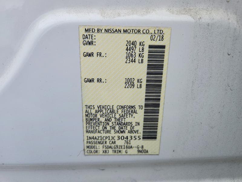2018 NISSAN LEAF SL 12