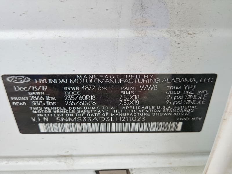 2020 HYUNDAI SANTA FE SEL 14