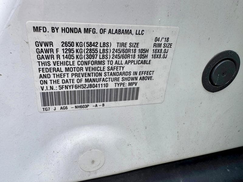 2018 HONDA PILOT EXL 13