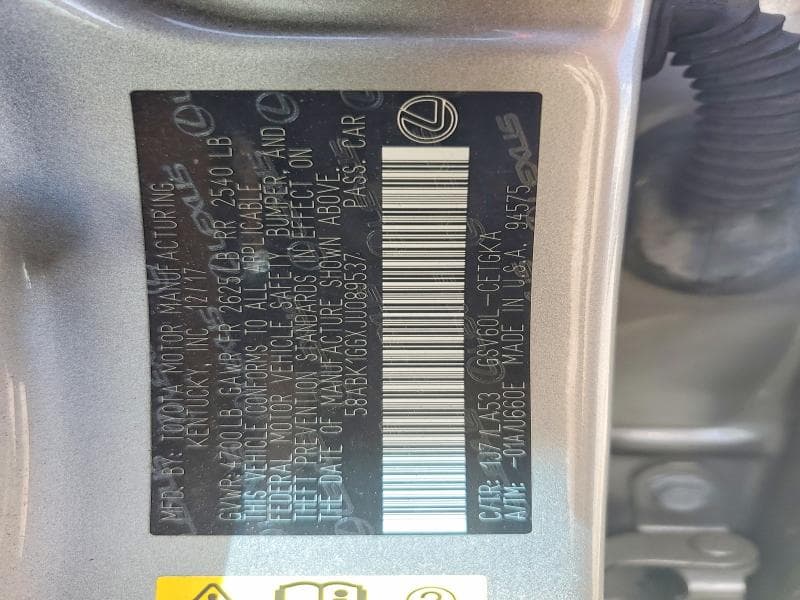 2018 LEXUS ES 350 12