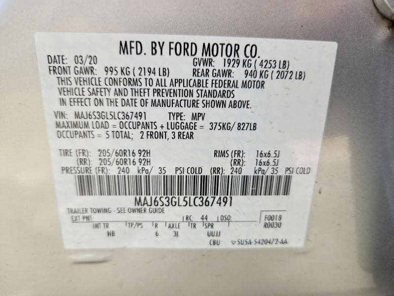 2020 FORD ECOSPORT SE 14