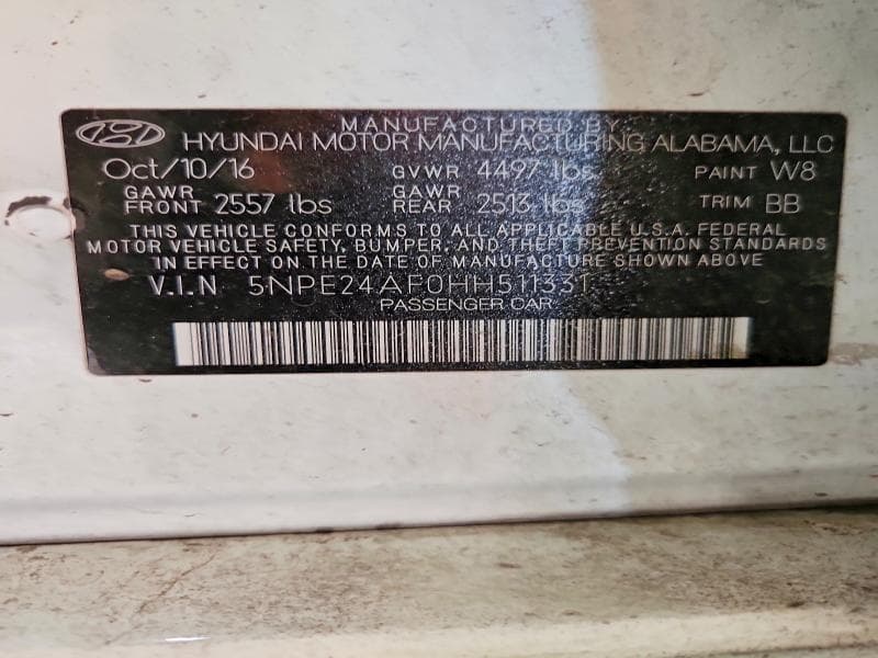 2017 HYUNDAI SONATA SE 12