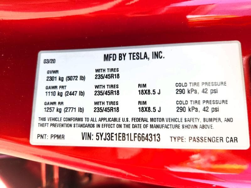 2020 TESLA MODEL 3 12